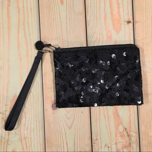 Black sequined wristlet